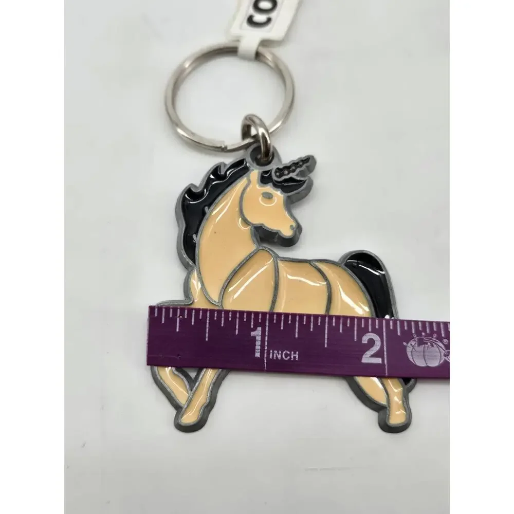 NOS Vintage 80s Unicorn Key Ring Key Chain Stained Glass Style New Old Stock